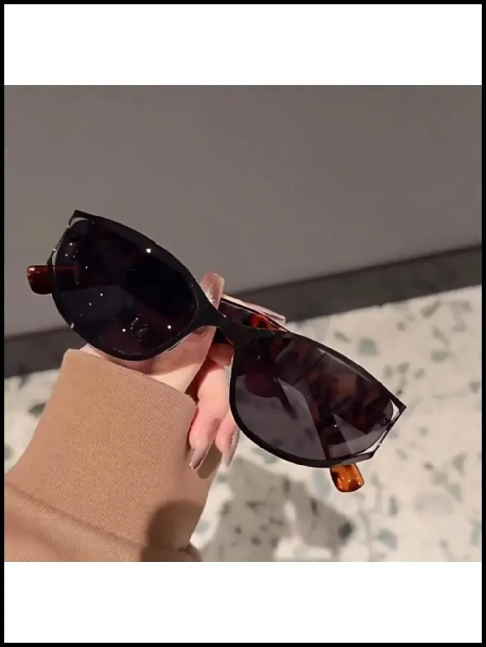 Y2K Wrap Around Sunglasses Retro Oval Lens UV400 Metal Frame